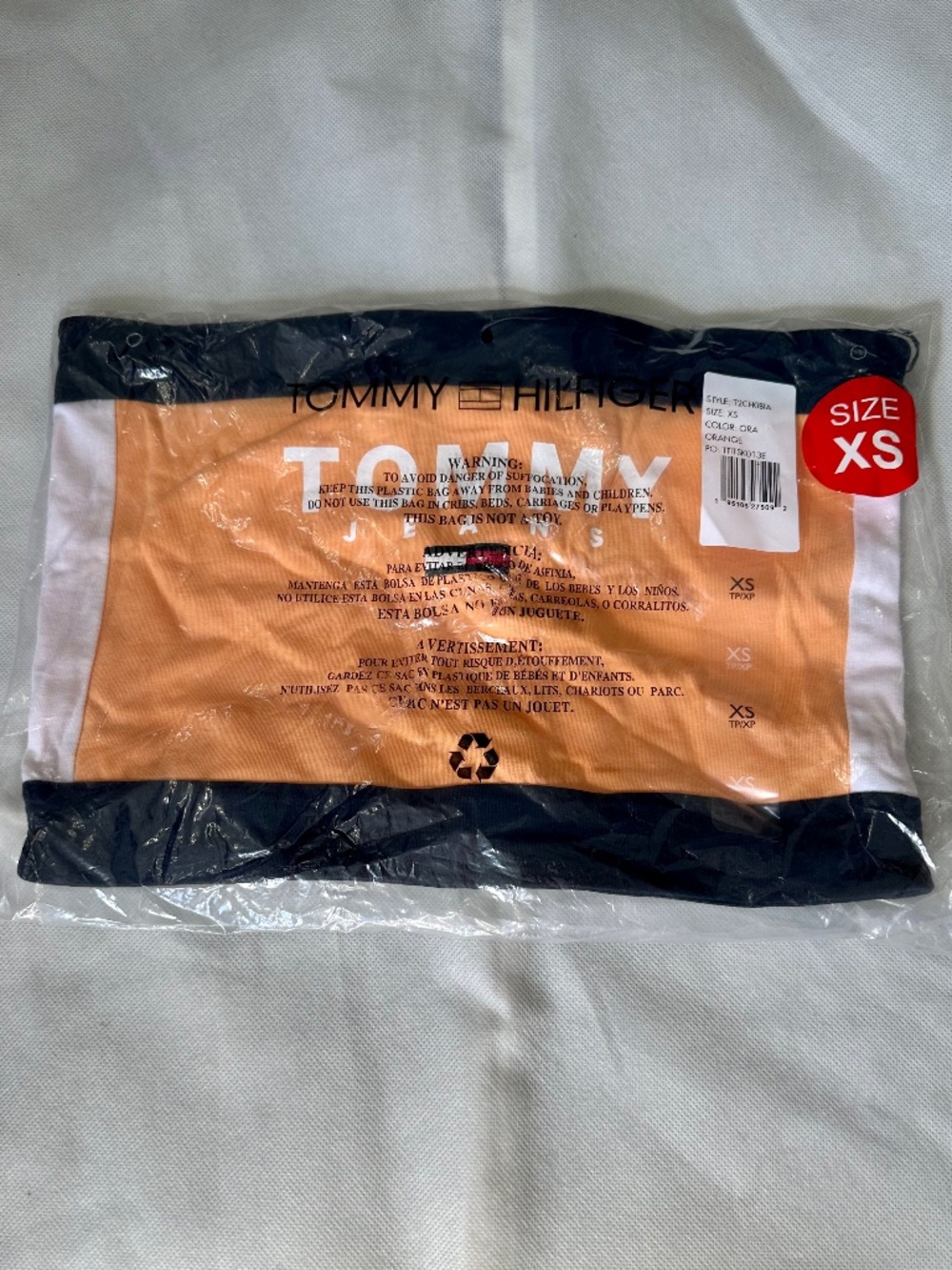 Tommy Hilfiger Color Block Crop Tube Top Bandeau Orange Size XS NWT